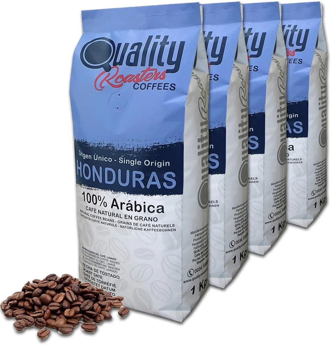 Quality Roasters Coffees. Grains de café naturels. 100% Arabica. Origine unique Honduras. Rôti à la main. Rôti Moyen. (4 Kg)