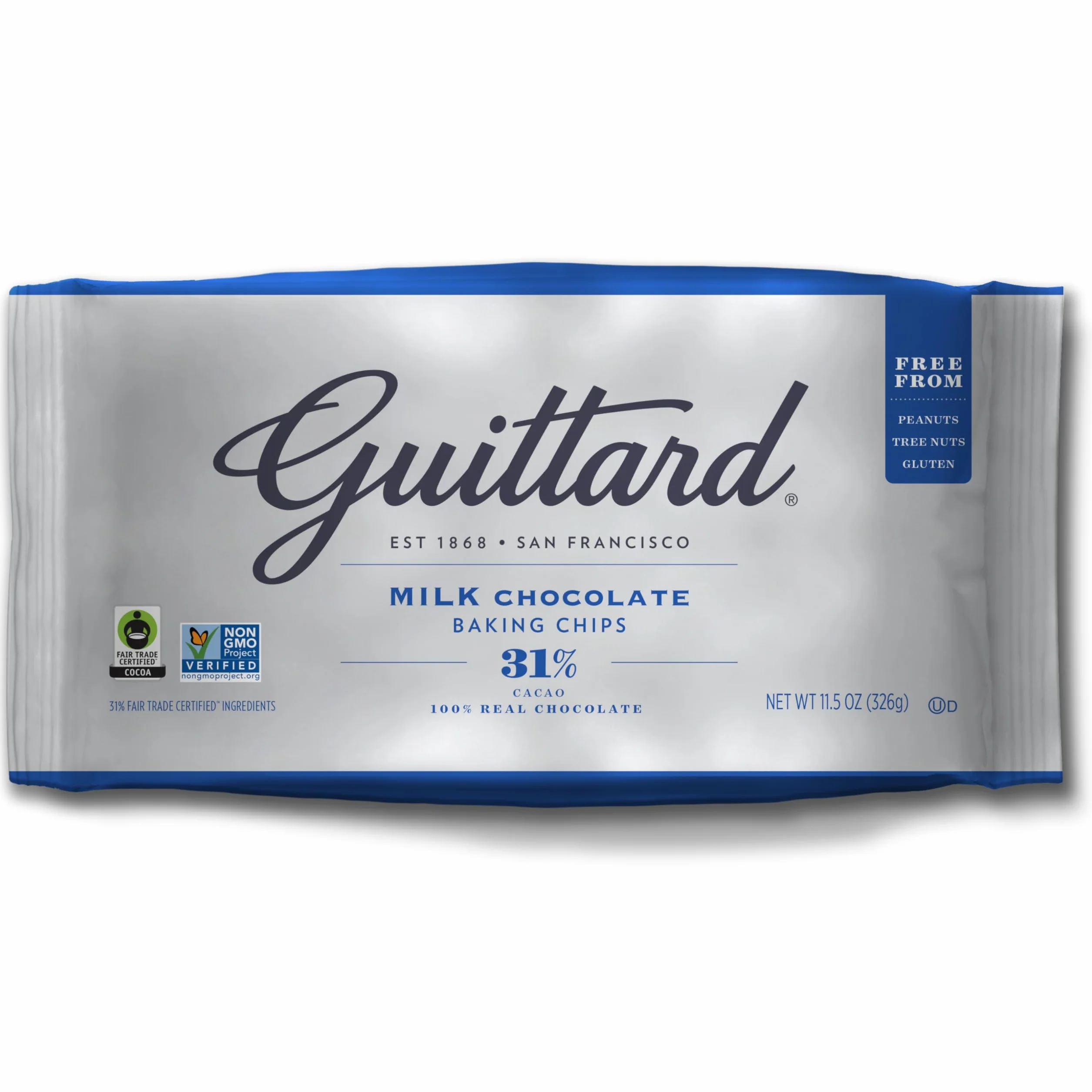 Guittard Milk Chocolate Chips – Gouttes de Chocolat au Lait de San Francisco, 326 g – Crémeux & Fondant avec une Note de Vanille – Parfait pour la Pâtisserie, le Chocolat Chaud & les Desserts