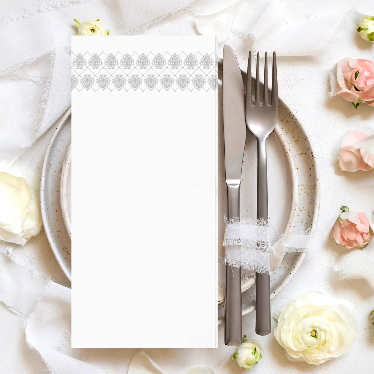 Lot de 200 serviettes de bain jetables, toucher lin, douces et absorbantes pour cuisine, salle de bain, fête, mariage (30,5 x 43,2 cm, argenté)