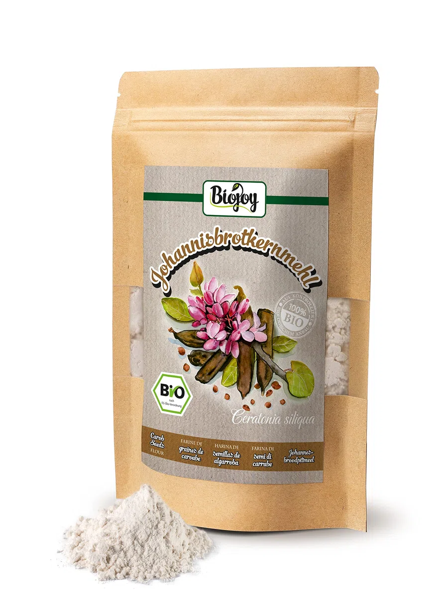 Biojoy Farine de graines de caroube BIO (100 g), moulu, Caroube poudre (Ceratonia siliqua)