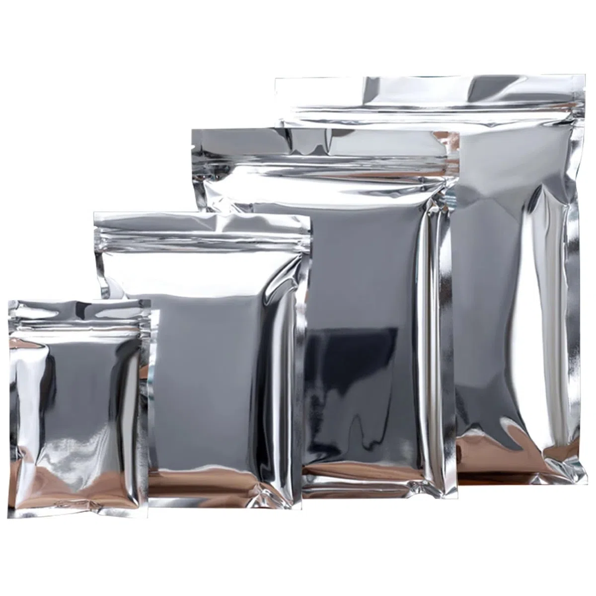 Sacs en Mylar, Lot de 100 sachets en Aluminium Mylar argentés à Fermeture éclair, Auto-agrippants, à Encoche déchirable, for Aliments, café moulu, thé, Bonbons(18x26cm)