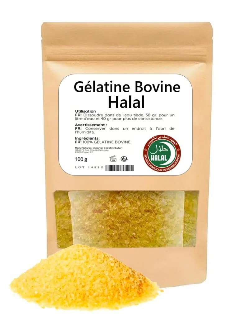 Gélatine Bovine Halal en Poudre - 100% Pure | Idéale pour vos Recettes et Préparations Culinaires (100 GR)