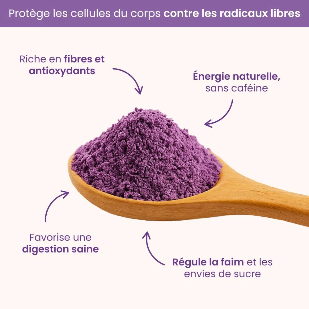 Poudre d'Ube pure, 100% Naturelle, super-aliment violet, 100gr, Vegan & sans additif, poudre pour boissons (Nature)