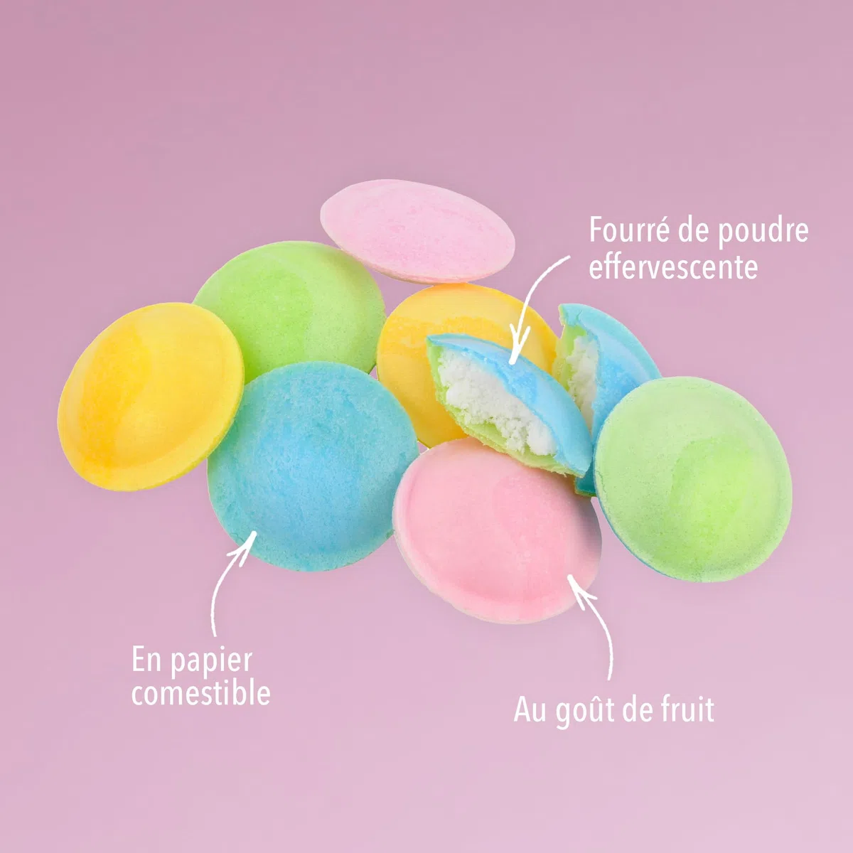 Woogie Soucoupes volantes 127g env. 100 pièces - OVNIs effervescents multicolores en gaufrettes de papier alimentaire - Friandises rétro cultes pour fêtes, anniversaires d'enfants & classes d'école