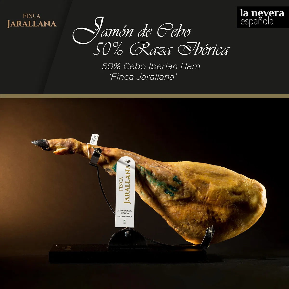 Finca Jarallana | Jambon Ibérique Cebo 50% | Pièce de 9 kg avec Séchage Naturel | Porcs de rRace Ibérique Élevés en Régime Extensif