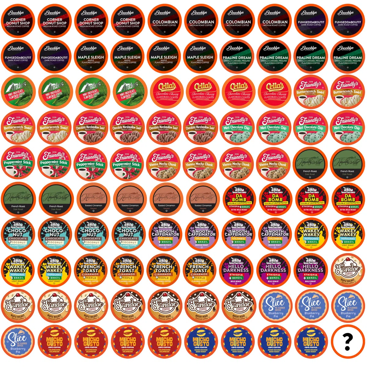 Two Rivers Coffee Mega Coffee Lovers Lot de 100 dosettes compatibles avec les machines à café K Cup y compris 2.0, assortiment d'échantillons