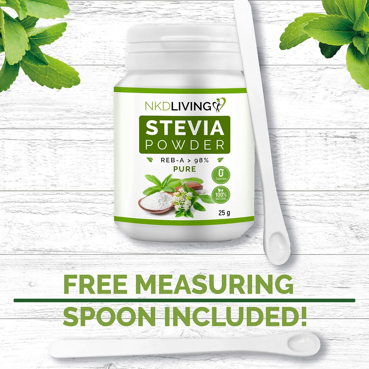 NKD Living 100% Pure Stevia Poudre, Reb-A 98% (25g)