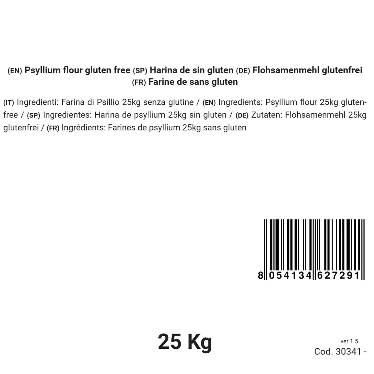 Bongiovanni Bontà Naturali Farine de psyllium sans gluten 25kg