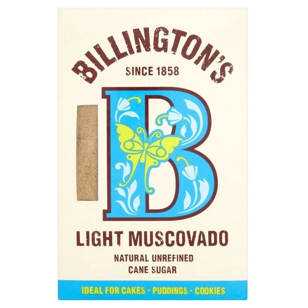 Lumière naturelle Muscovado sucre de canne non raffiné de Billington (de 500g) - Paquet de 2