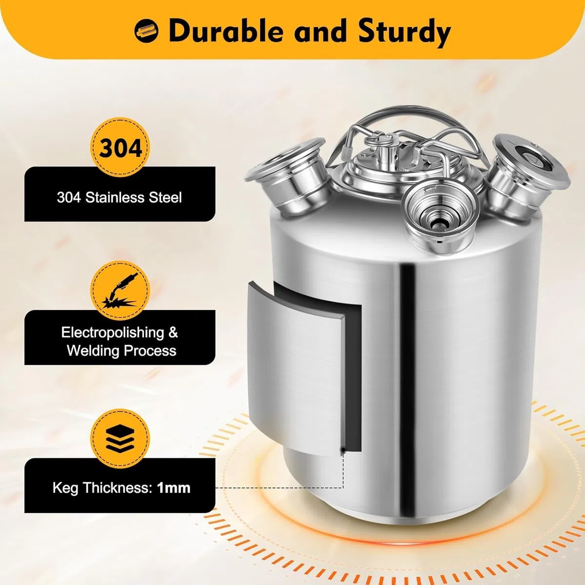 Kit de nettoyage de ligne de bière, système de nettoyage en acier inoxydable de 10 L avec 3 valves pour bière, machines à traire et machines à thé au lait