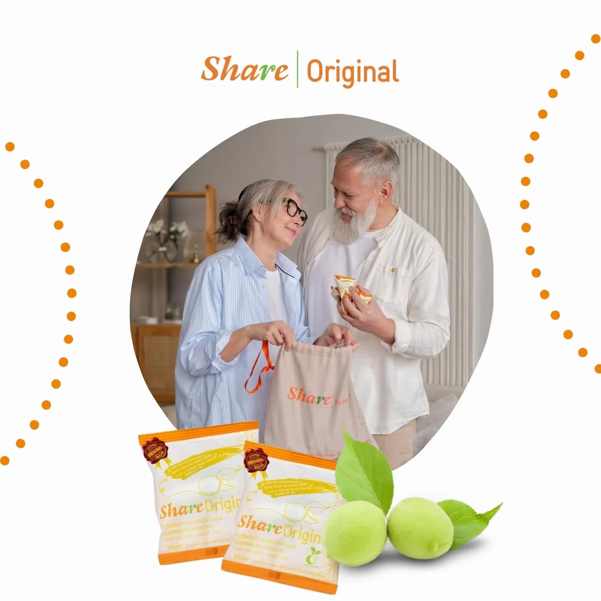Share Prunes fermentées originales dans un sac écologique de 500 g (30 pièces) - Prune verte fermentée 500 g - Les prunes vertes/abricots japonais sont végétaliens, sans lactose
