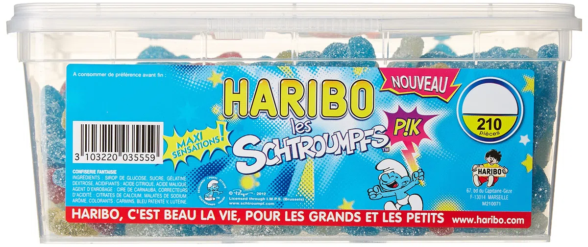 Haribo Bonbon Gélifié les Schtroumpfs Pik x 210 Pièces 1,31 kg