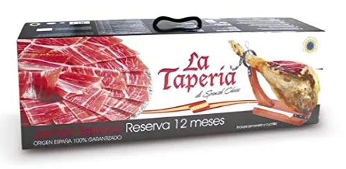Jambon Serrano Reserva, avec support et couteau en coffret