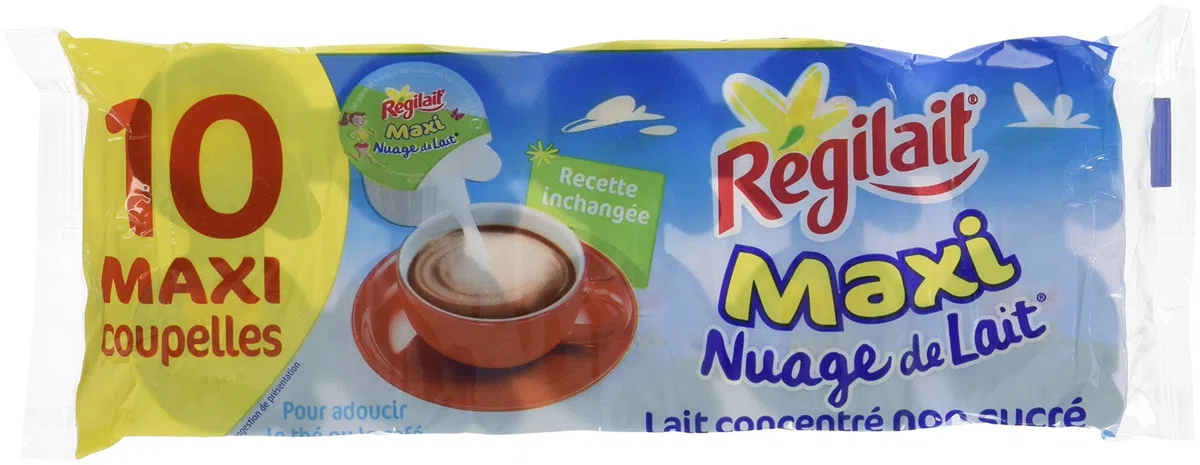 Régilait Lait Concentré Non Sucré Maxi Coupelles 140 g - Lot de 10(10 paquets de 10)