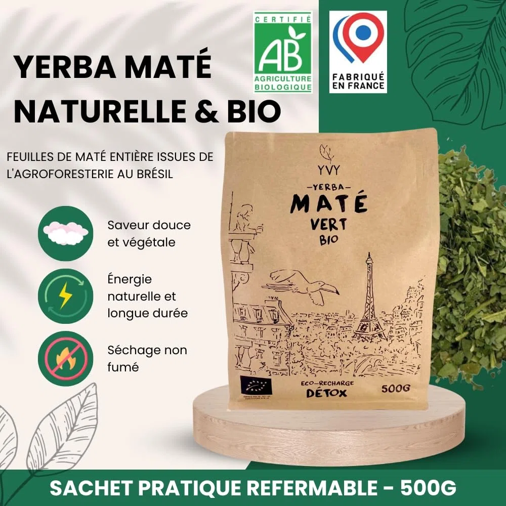 YVY MATÉ Kit Maté Impérial | Pack Calebasse Impériale, Bombilla Ciselée et 1 poche de Yerba Mate Vert Bio 500g | Ensemble Complet pour Amateur averti | Fabrication Artisanale en Uruguay