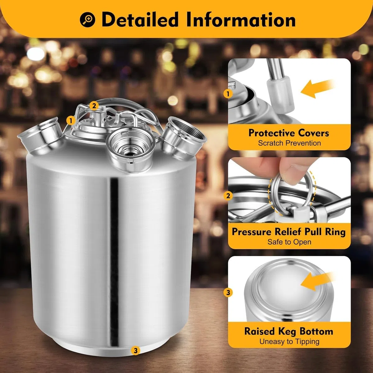 Kit de nettoyage de ligne de bière, système de nettoyage en acier inoxydable de 10 L avec 3 valves pour bière, machines à traire et machines à thé au lait