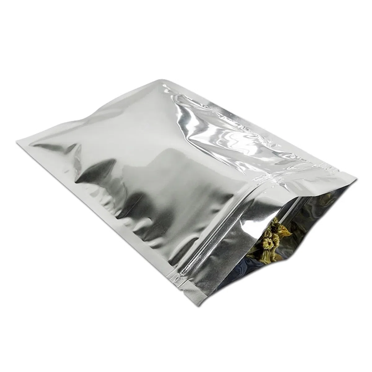 Sacs en Mylar, Lot de 100 sachets en Aluminium Mylar argentés à Fermeture éclair, Auto-agrippants, à Encoche déchirable, for Aliments, café moulu, thé, Bonbons(18x26cm)