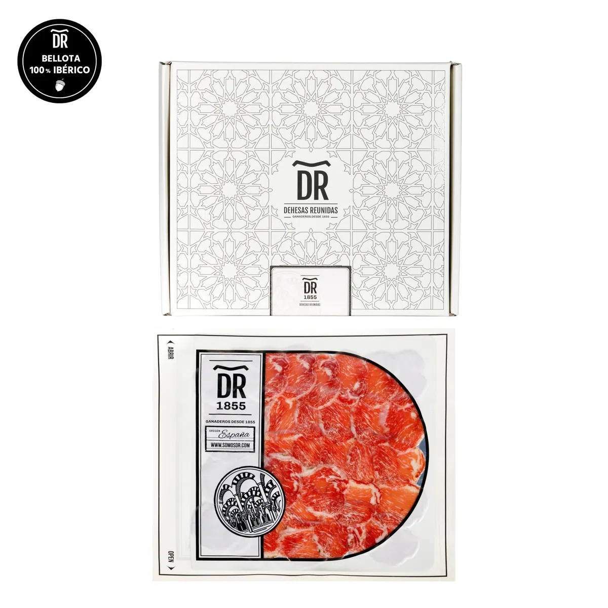 Dehesas Reunidas Lomo de Bellota 100% ibérique sans paprika tranché - PACK DE 10 SACHETS de 80 g - affinage artisanal