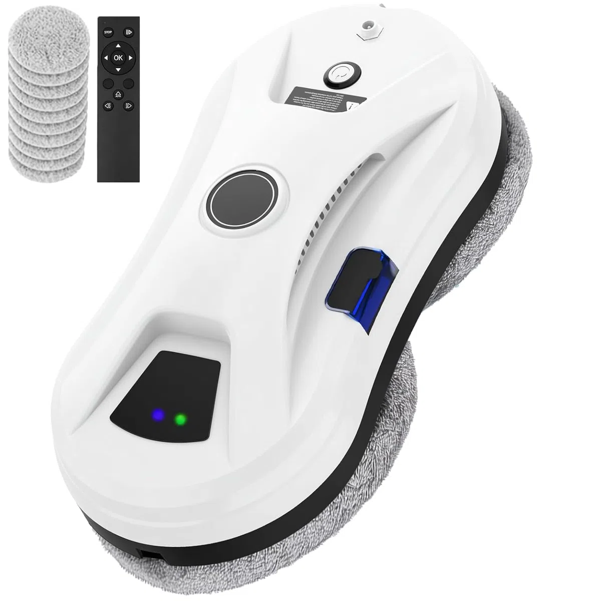 Robot nettoyeur de vitres 5600Pa Aspirateur électrique avec pulvérisation d'eau, système de sécurité, télécommande, détection des bords, nettoyeur de vitres pour toutes les surfaces lisses, avec 10
