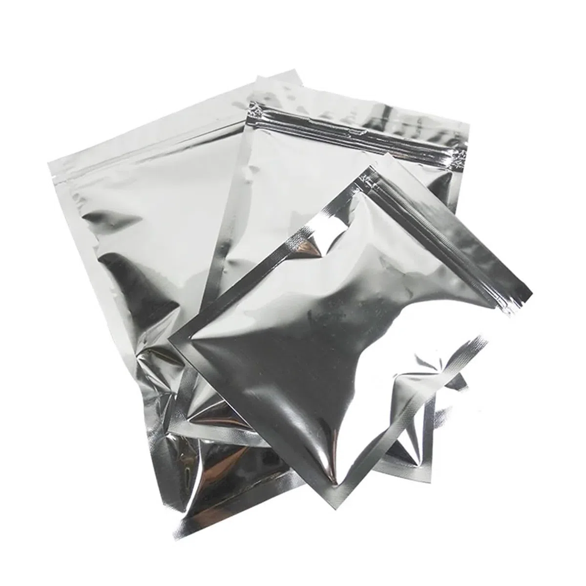 Sacs en Mylar, Lot de 100 sachets en Aluminium Mylar argentés à Fermeture éclair, Auto-agrippants, à Encoche déchirable, for Aliments, café moulu, thé, Bonbons(18x26cm)