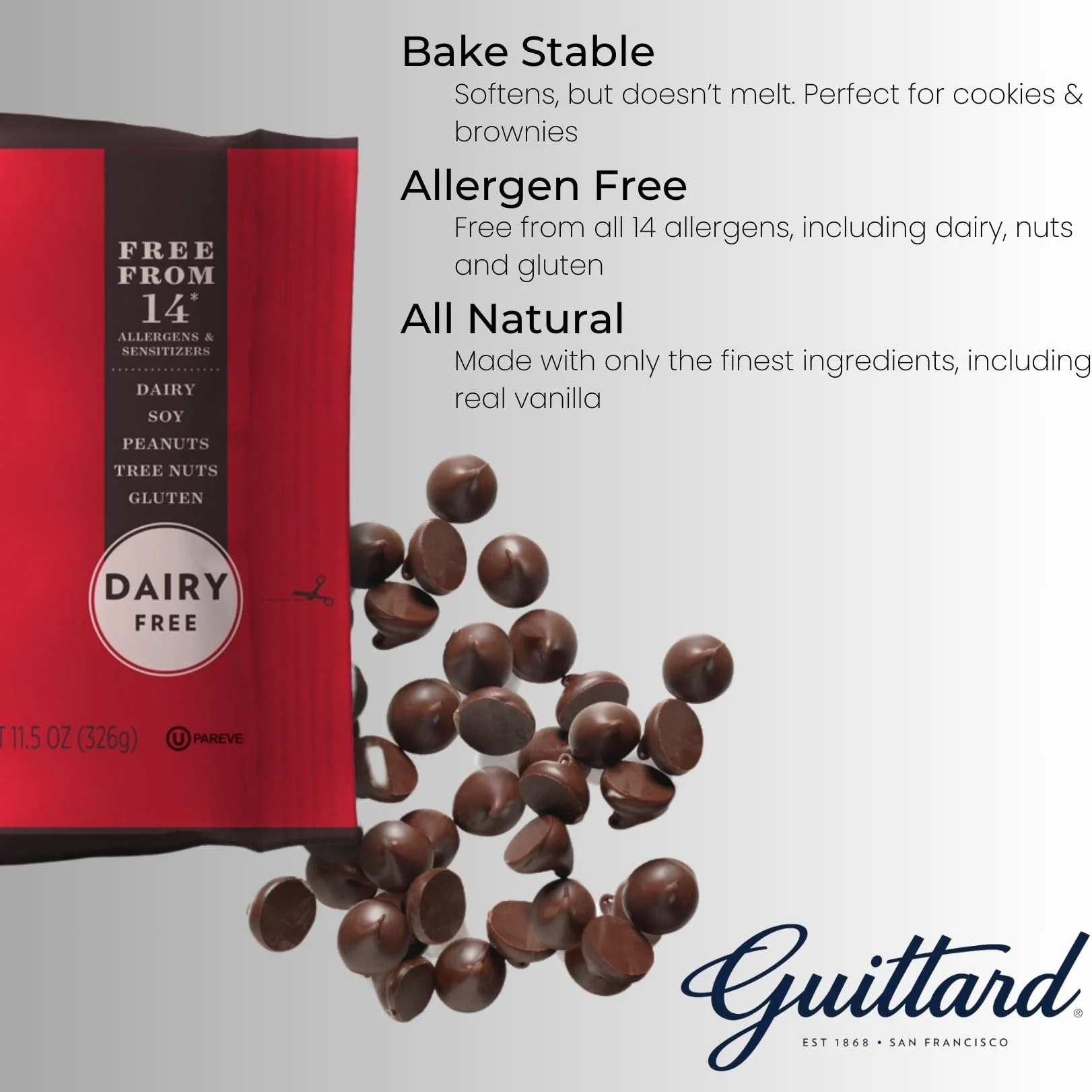 Guittard Milk Chocolate Chips – Gouttes de Chocolat au Lait de San Francisco, 326 g – Crémeux & Fondant avec une Note de Vanille – Parfait pour la Pâtisserie, le Chocolat Chaud & les Desserts