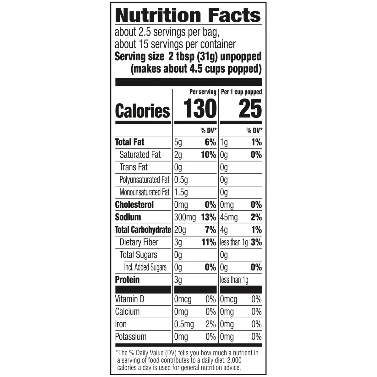 Orville Redenbacher's Popcorn salé, 6 sachets de 76,3 g chacun, 477,6 g