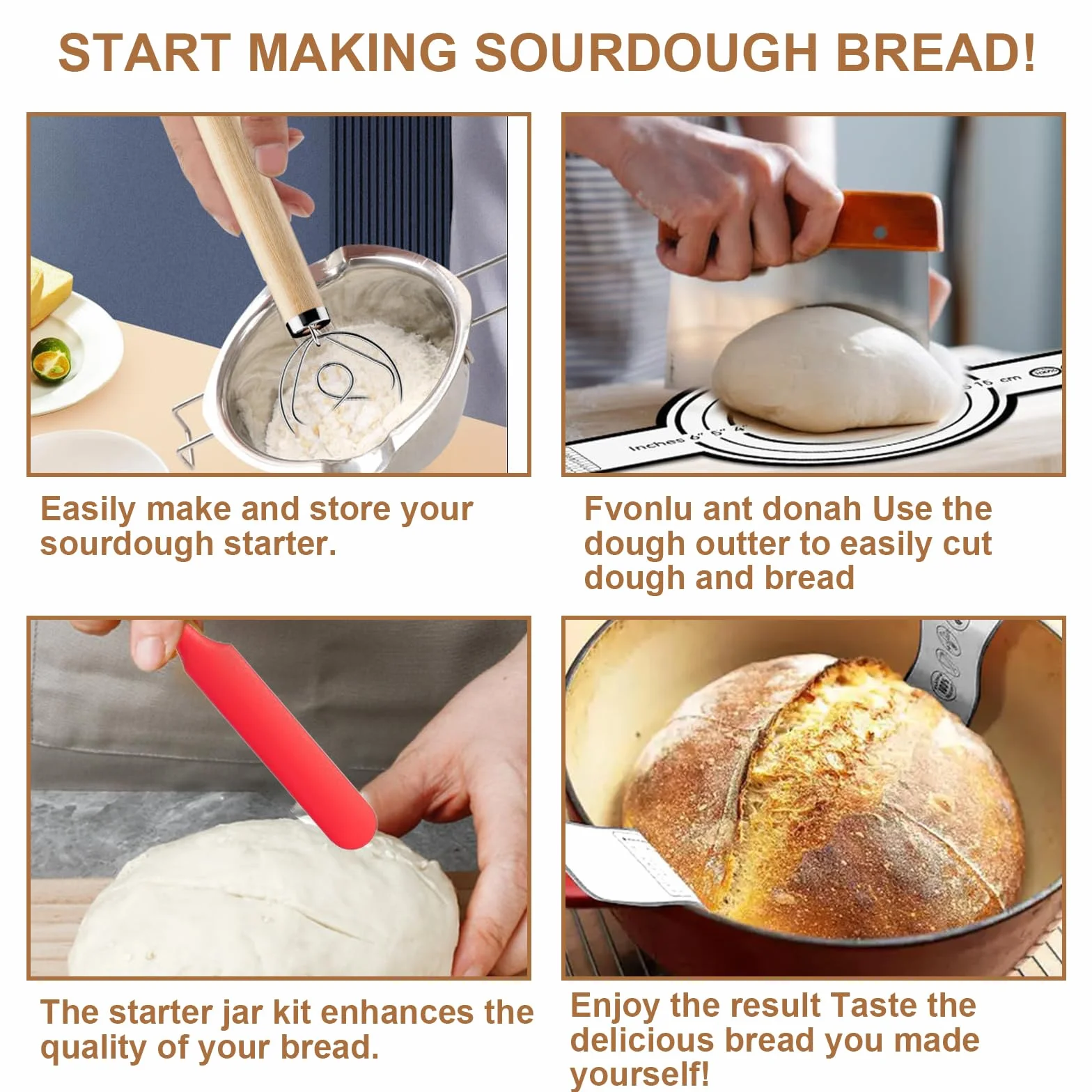 XHYASD 730 ML Kit de Démarrage au Levain, Pot de Démarrage au Levain en Verre, Verre de Démarrage avec Papier Thermomètre et Capuchon en Aluminium