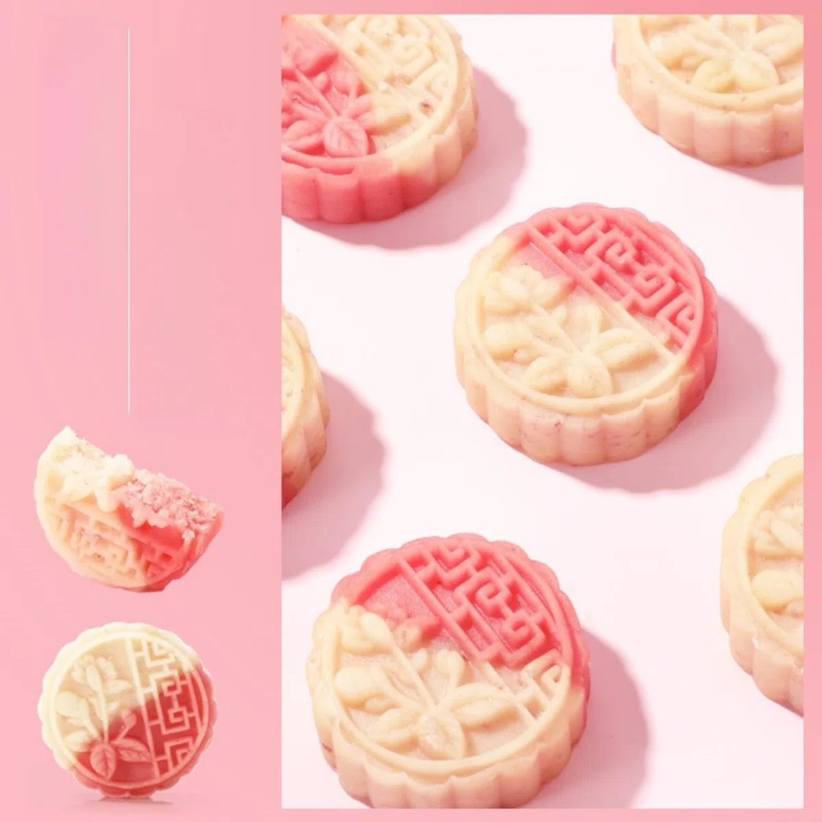 JGFWAT Gâteau de haricots mungo au goût sakura 500 g | Dessert fait main | Snacks chinois | Convient pour partager avec la famille et les amis