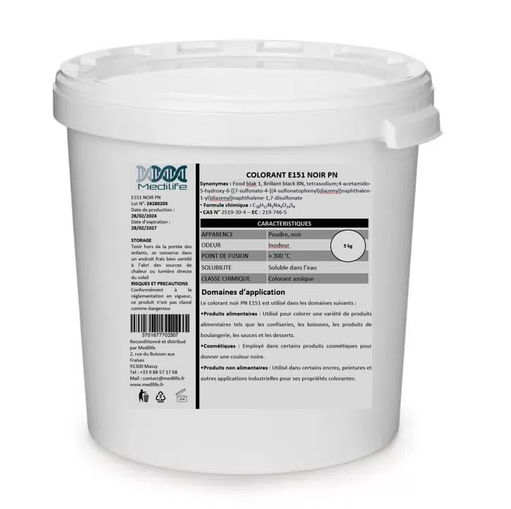 5kg COLORANT E151 NOIR PN : Food blak 1, Brillant black BN