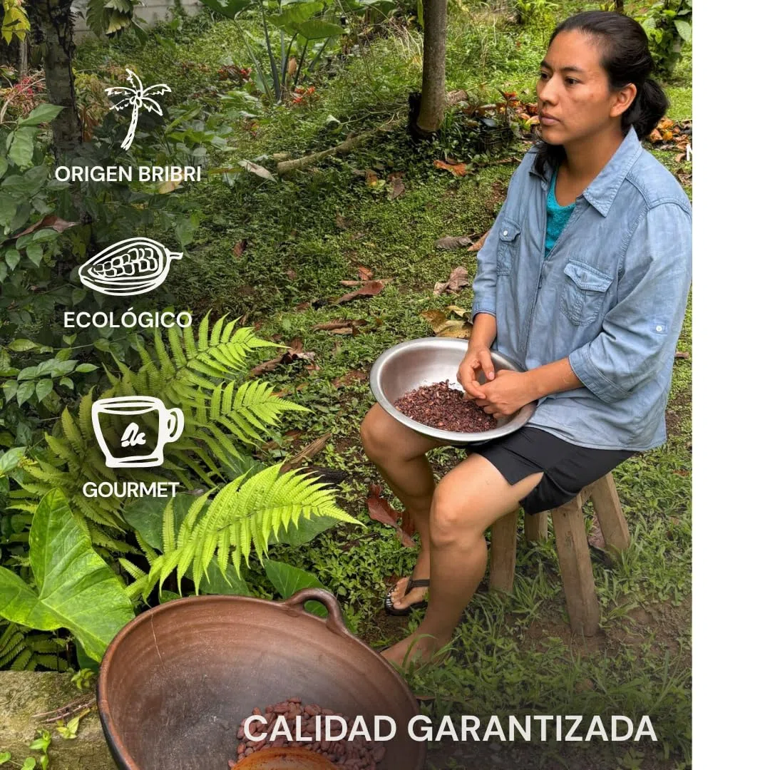 Nibs de cacao 100% pur cacao gourmet artisanal naturel sans sucre originaire des Caraïbes Bribri Costa Rica micro-lots séchés au soleil et torréfiés au feu de bois sachet hermétique avec valve