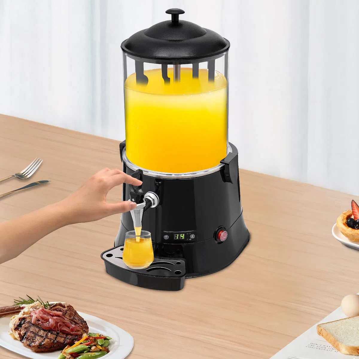 Distributeur de Chocolat Chaud Professionnel, Distributeur de Boissons Chaudes pour Chauffer Le Chocolat, Le café, Le Lait et Le thé (Noir 10 L)
