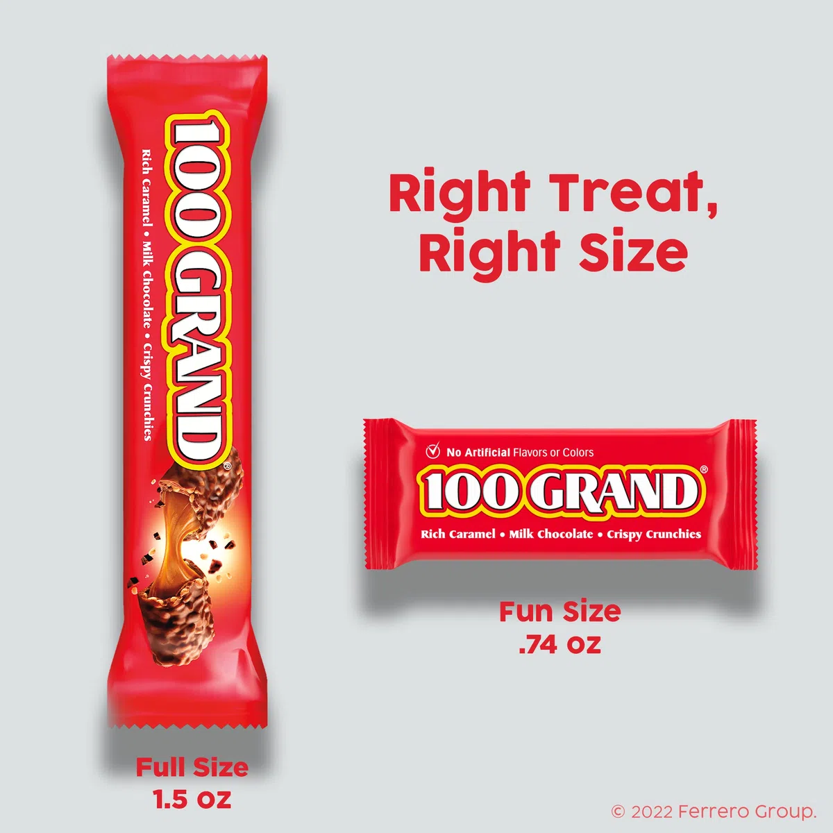 100 Grand Lot de 24 barres de chocolat au lait croustillantes avec caramel emballées individuellement, 62,4 g