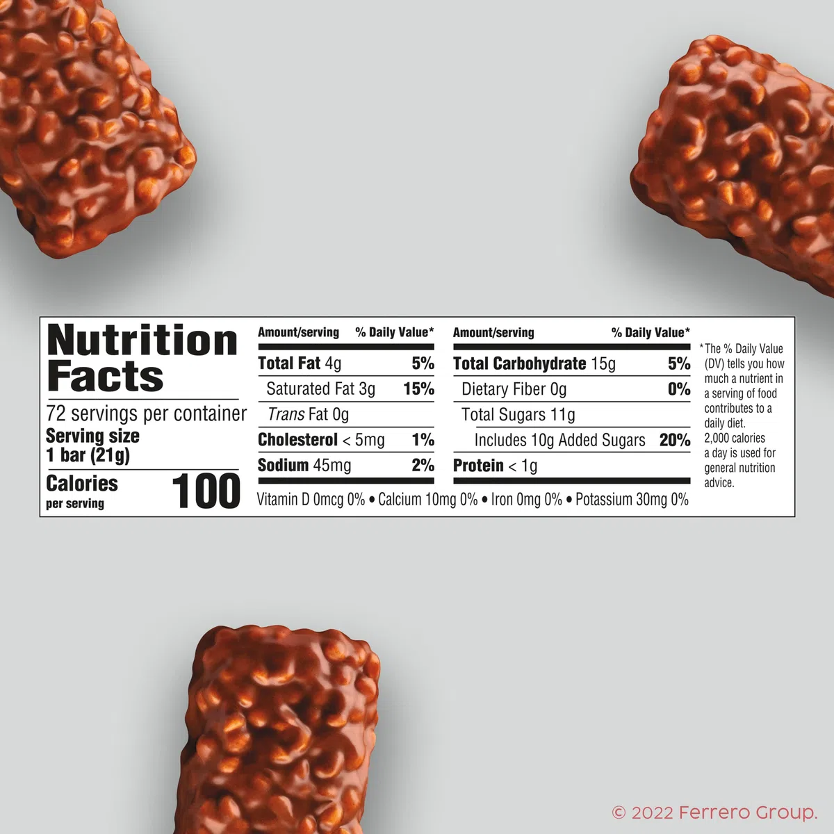 100 Grand Lot de 24 barres de chocolat au lait croustillantes avec caramel emballées individuellement, 62,4 g