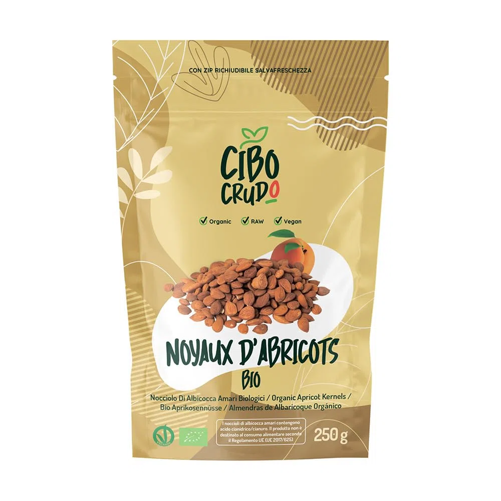 Noyaux D'Abricot Bio - 250g. - Noyau Amer Cru d'Abricots Sauvages Secs Contiennent Vitamine B17 et Amygdaline.