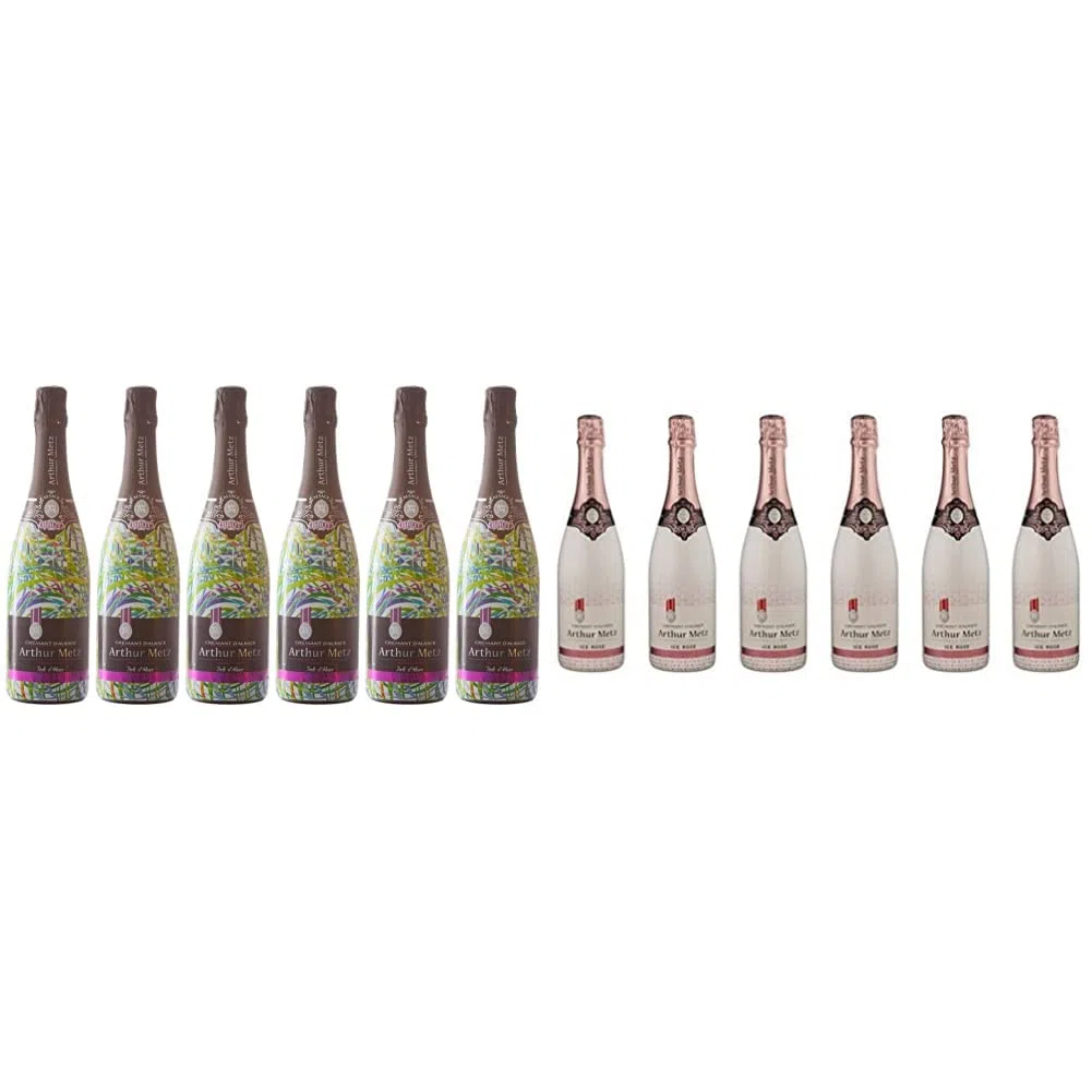 A.Metz Perle d'Alsace Crémant d'Alsace Blanc Brut 0,75 L - Lot de 6 & Ice Rosé Crémant d'Alsace Demi Sec 0,75 L - Lot de 6