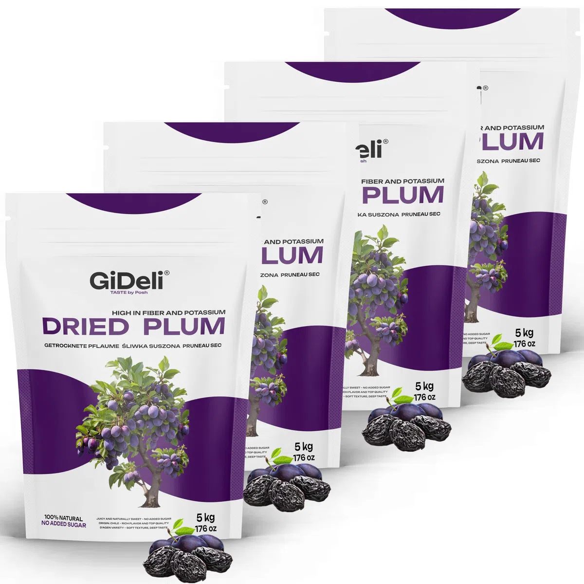 GiDeli Pruneaux Dénoyautés 20 kg - Sans Sucre Ajouté - Fruits Secs