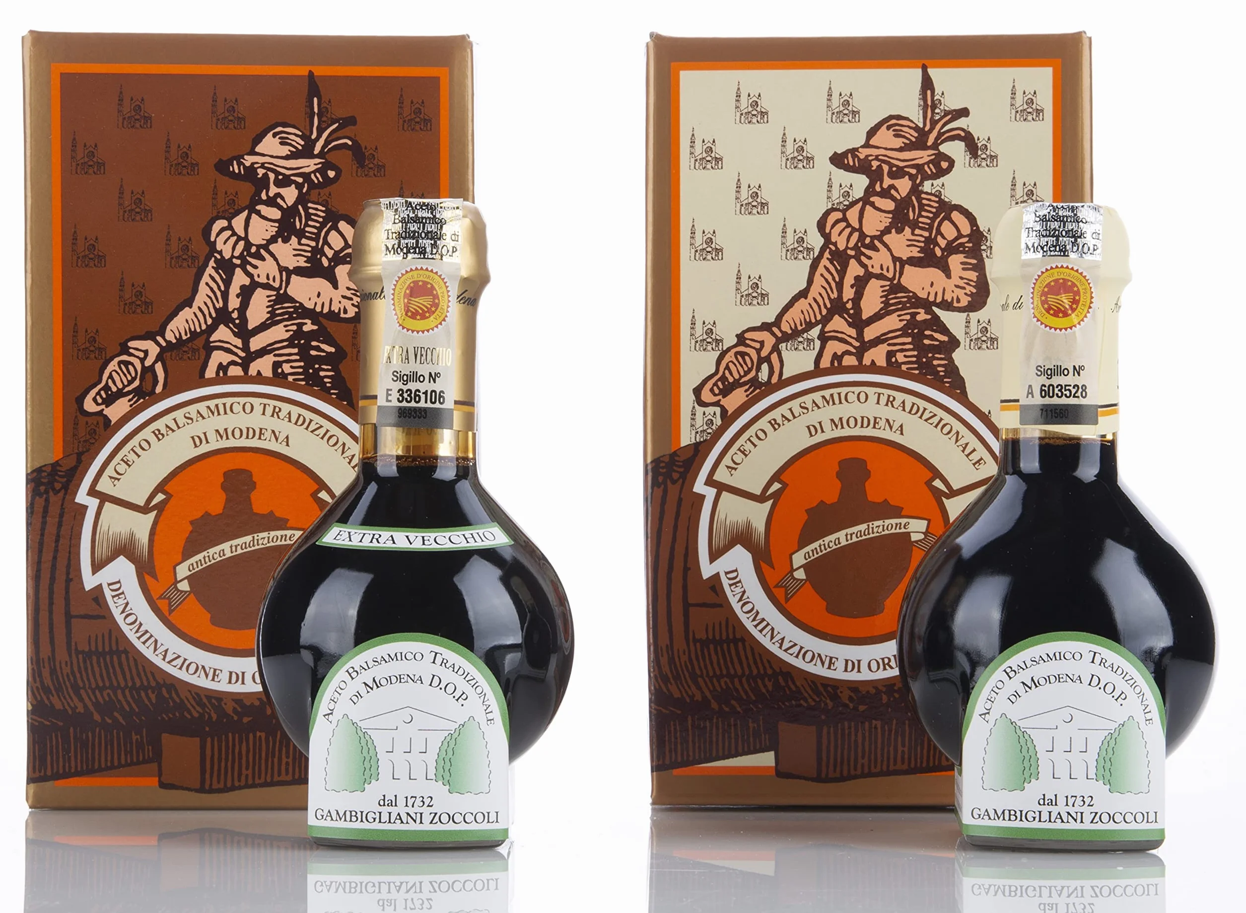 Acetaia Gambigliani Zoccoli - Duo de Vinaigre Balsamique Traditionnel de Modène D.O.P. 2 flacons de 100 ml d'ABTM minimum 12 ans et plus de 25 ans de vieillissement