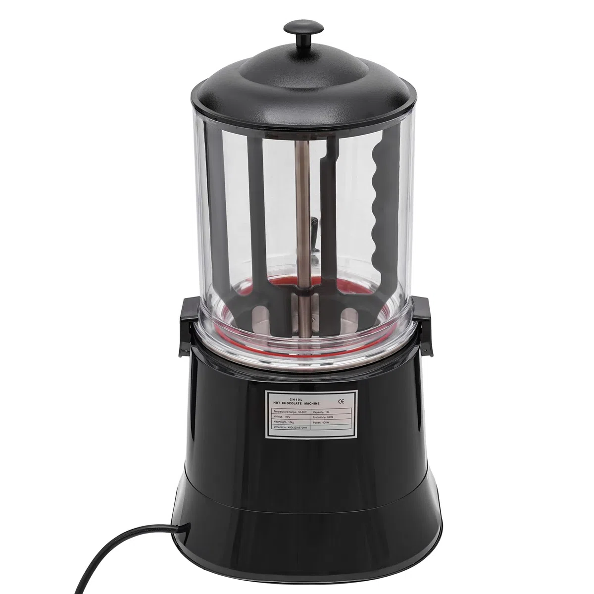 Distributeur de Chocolat Chaud Professionnel, Distributeur de Boissons Chaudes pour Chauffer Le Chocolat, Le café, Le Lait et Le thé (Noir 10 L)