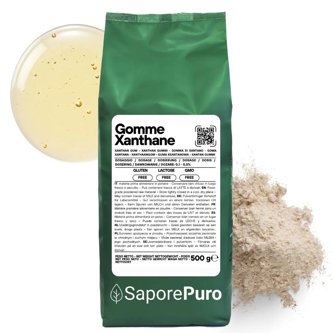 Saporepuro Xanthane en poudre 500 gr - Idéal pour la crème glacée, les sauces, mixologie, cuisine moléculaire, les nappages et les sorbets - 100% pur