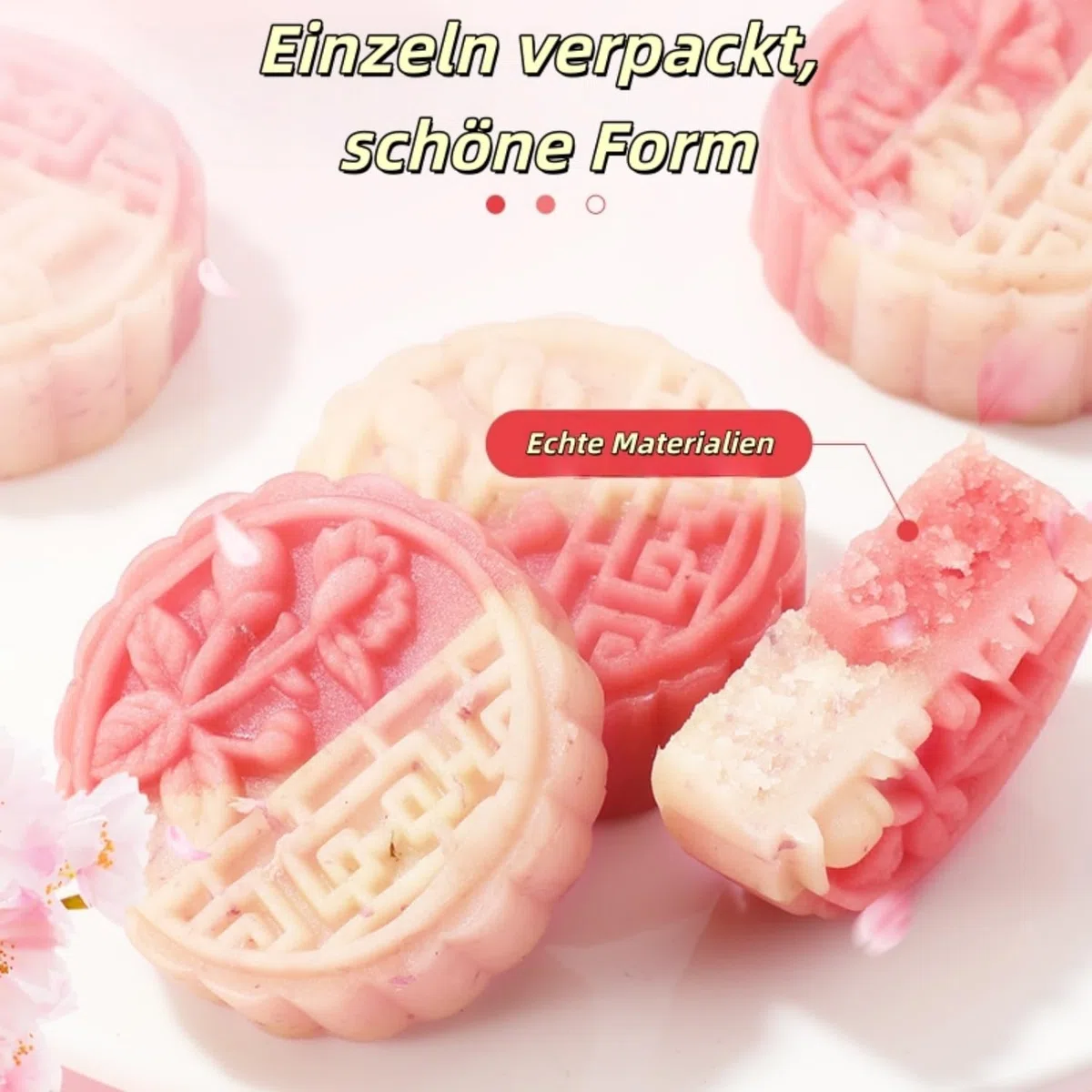 JGFWAT Gâteau de haricots mungo au goût sakura 500 g | Dessert fait main | Snacks chinois | Convient pour partager avec la famille et les amis