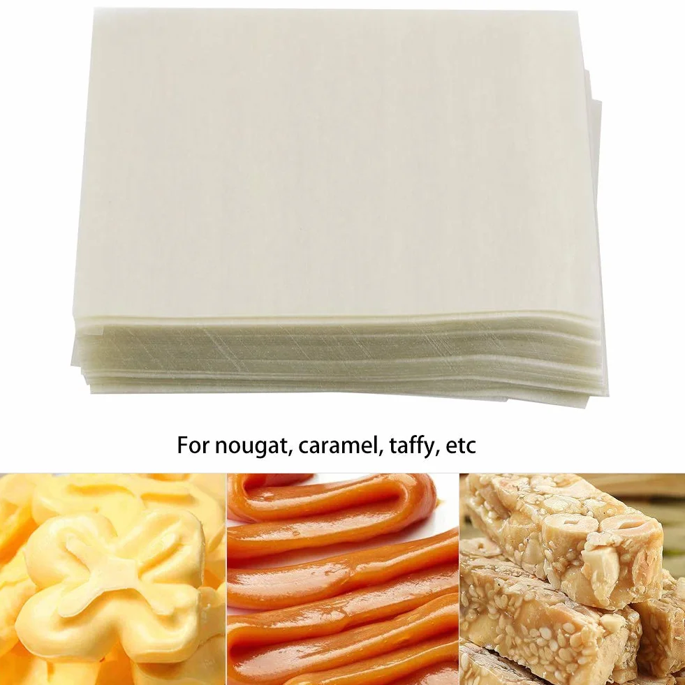 Papier de Riz Comestible, 500 Feuilles pour Nougat, Pâtisserie, Emballage de Bonbons et Chocolat