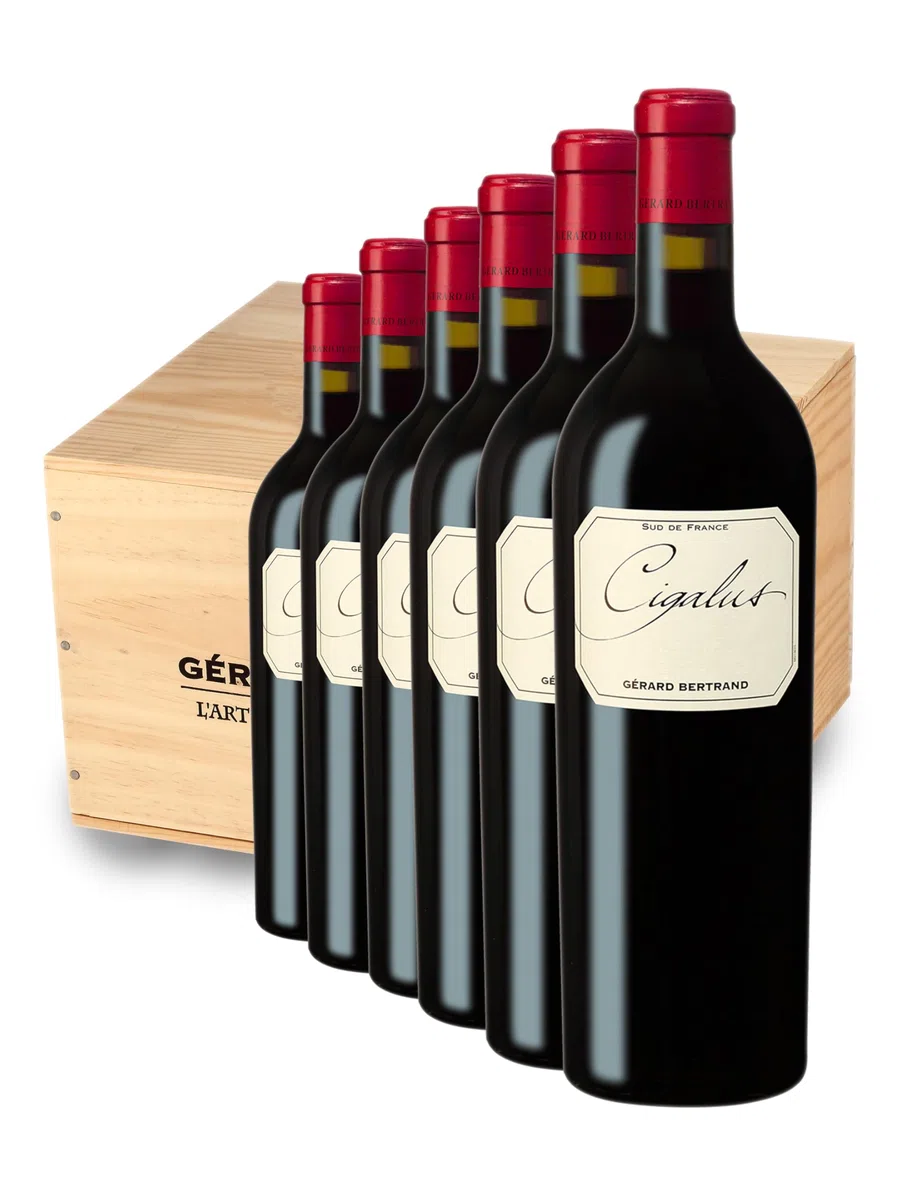 Gérard Bertrand Cigalus Aude Hauterive 2023 vin rouge 6x75cl coffret bois
