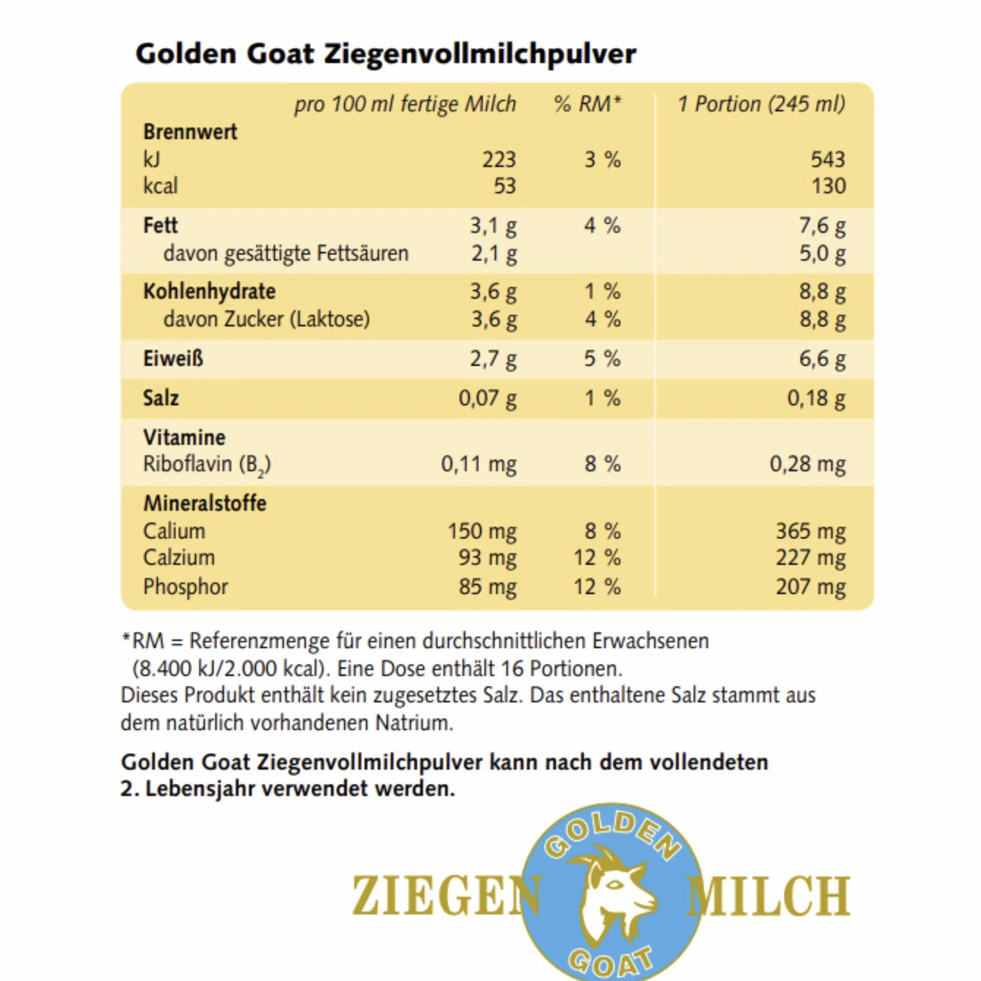 Golden Goat Lait de Chèvre en Poudre 12x 400g – Nouvelle-Zélande