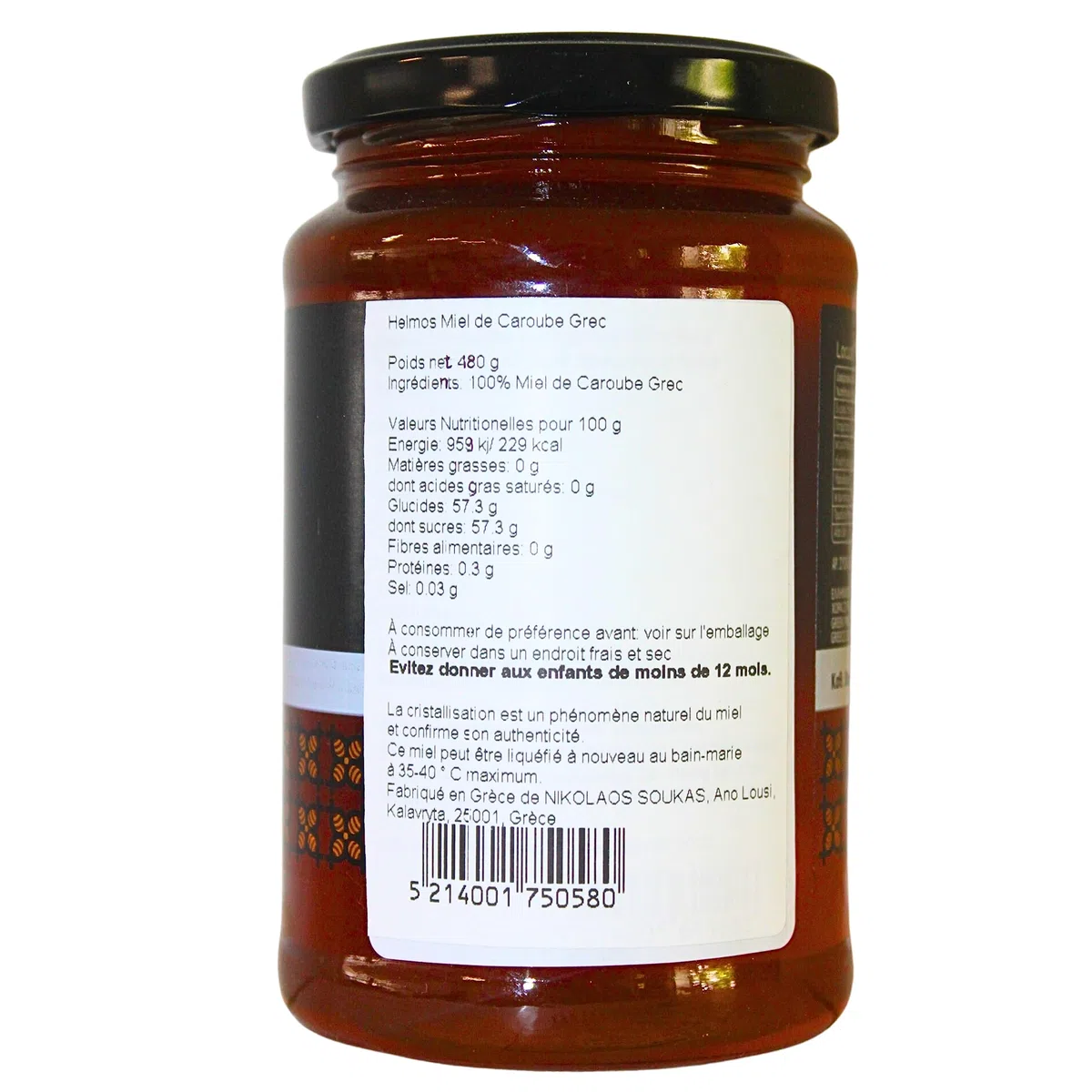Helmos Miel de Caroube Grec 480g