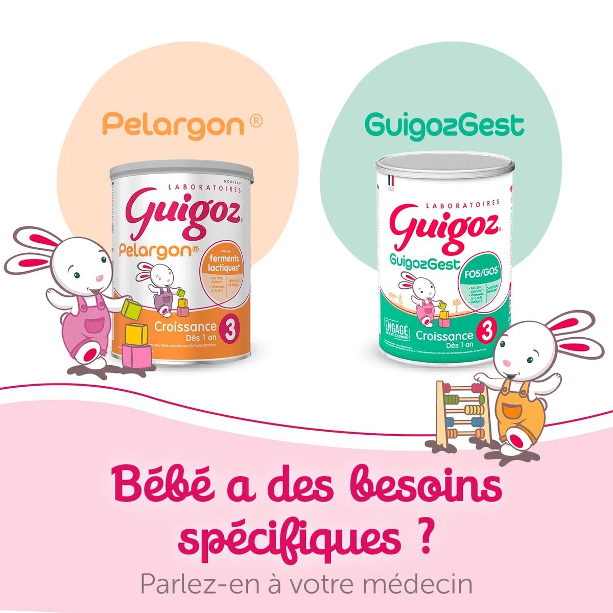 GUIGOZ PERLARGON Lait de croissance en poudre 12/36 mois,780 g