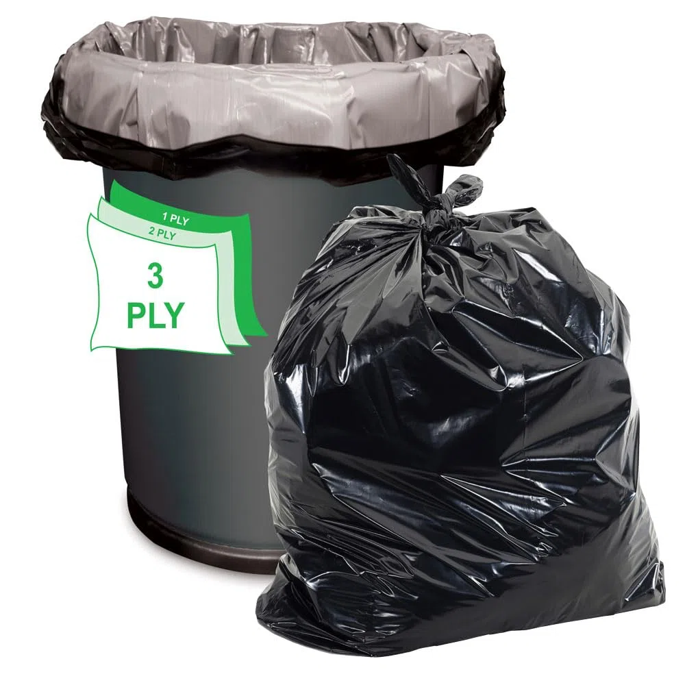 Aluf Plastics Lot de 100 sacs poubelle robustes noirs de 56 gallons 1,7 MIL (éq) – 109,2 x 119,4 cm – Pour entrepreneur, industriel et commercial