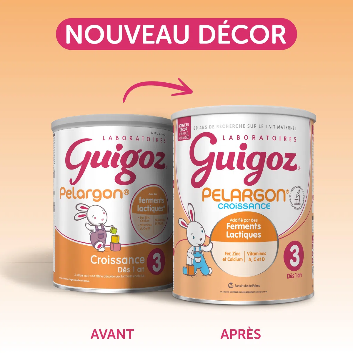 GUIGOZ PERLARGON Lait de croissance en poudre 12/36 mois,780 g