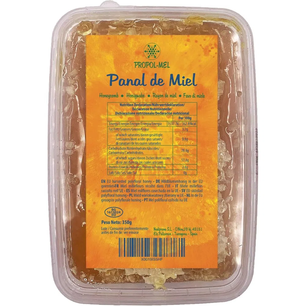 Miel en rayon d'origine EU -350 g - Miel de fleur en rayon, d’arôme floral. Miel d’abeille, renforce les défenses, possède des propriétés antivirales.
