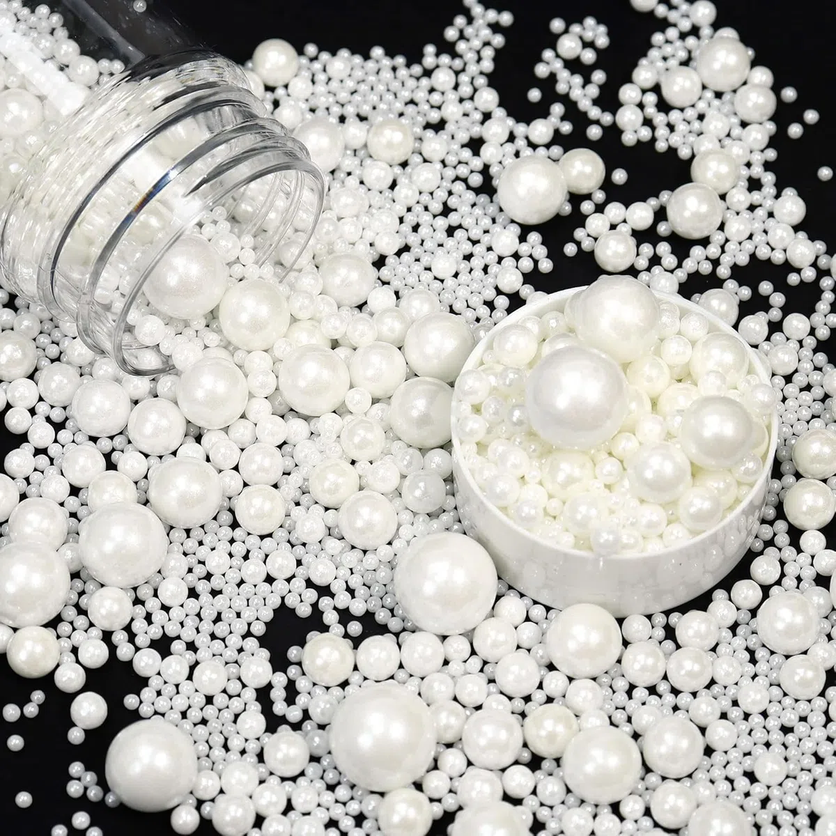 Perles comestibles de 260g en sucre blanc Streusel pour desserts perlé Décoration de gâteaux Décorations pour biscuits Cupcakes sucrés pour mariages et décoration de gâteaux au quotidien