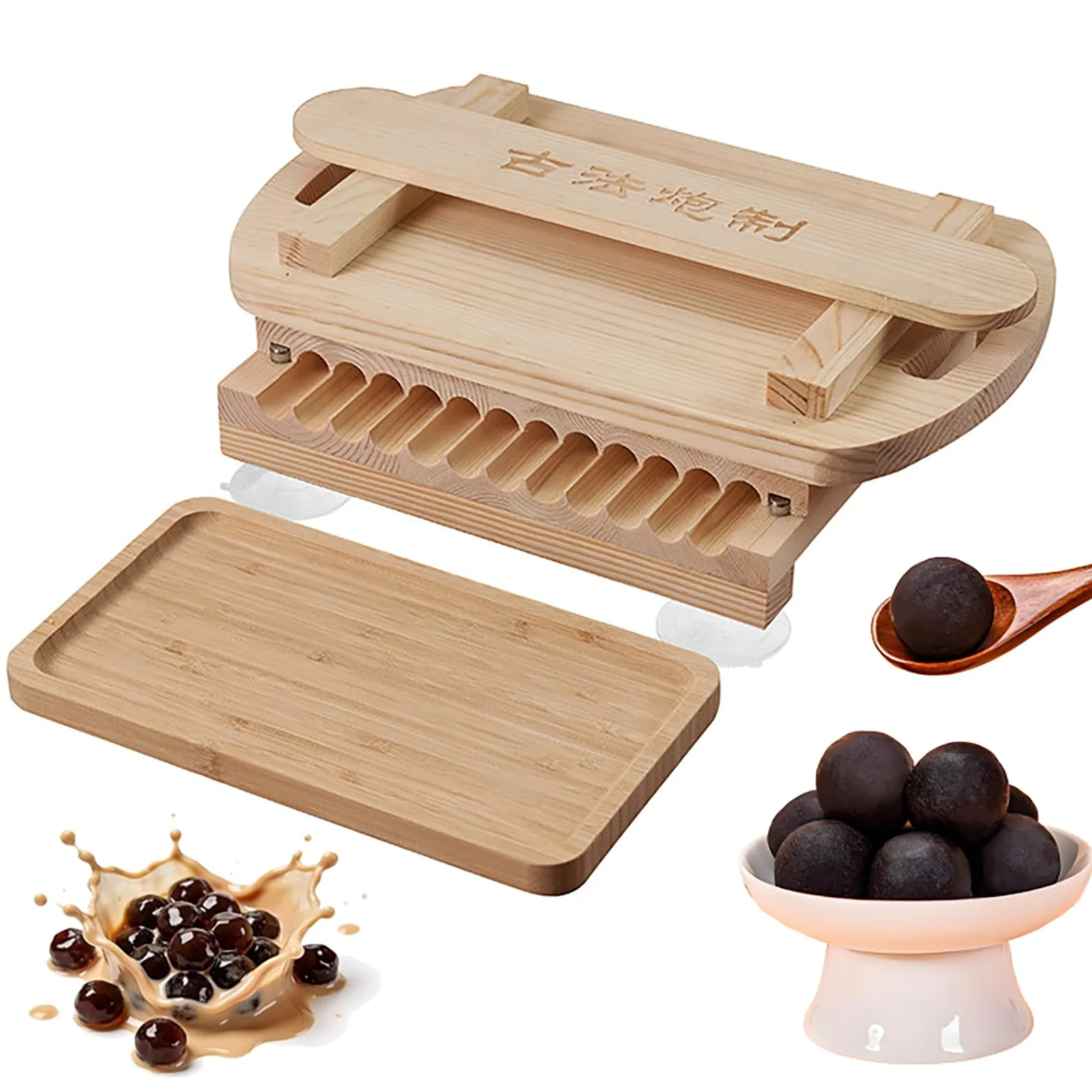 Machine de formage de perles de tapioca, outil de fabrication de boules de manioc avec poignées creuses incurvées, perles uniformes, rainures lisses, base stable, pour magasin de thé au lait, cuisine